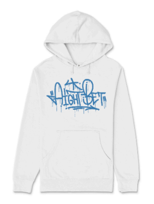 AIGHT BET BLUE LOGO WHITE HOODIE
